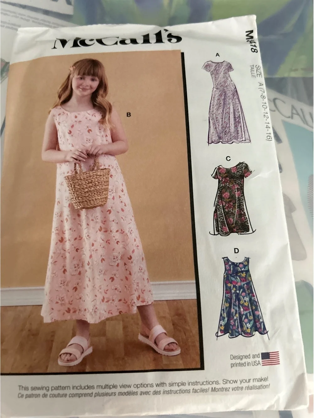 McCall's Girls' Dress Sewing Pattern M8718, Sizes 7-16